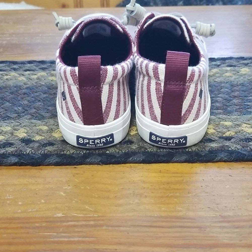 Women's Sperry Crest Vibe Canvas Sneaker red and white size 8.5 - Picture 5 of 7